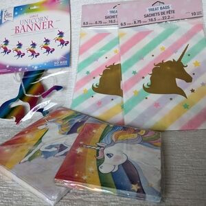 Unicorn Theme Party Supplies : Treat Bags, Napkins and Banner